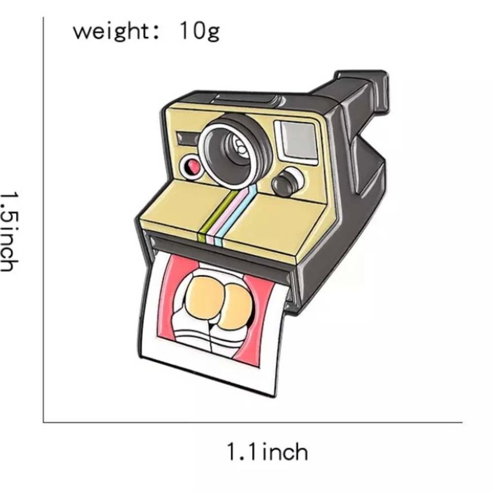 3/$15 😉 - Unisex Fun Humored “Cheeky” Polaroid Camera Picture Pin for You/Gifts - Picture 5 of 5